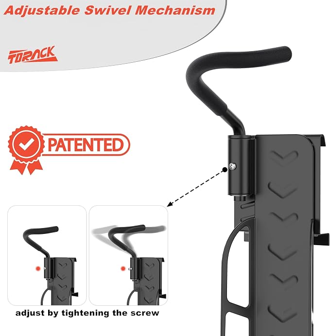 TORACK Wall-Mounted Swivel Bike Rack, Garage Vertical Bike Hangers for 3 Bikes and 3 Helmets Rotating Bike Storage Hooks Holds Up to 300 lbs