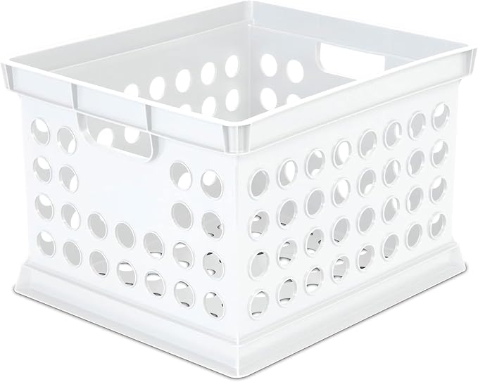 Sterilite Storage Crate Bin File Organizer for Home & Office, White, 6-Pack | Heavy-Duty and Stackable Plastic Boxes and Containers for Desk, Cabinet, Dorm, Garage, or Utility Organization