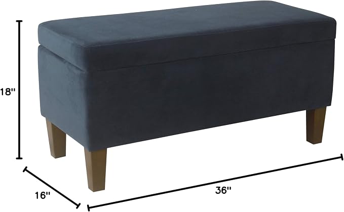 HomePop 36" Storage Ottoman Bench with Hinged Lid - Navy