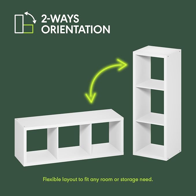 Furinno Cubicle 3-Cube Book Shelf, Extra Thick Frame Bookshelf, Dark Oak | Horizontally & Vertically Reversible Bookcase with Open Back, 14.6" x 16" x 44", for Living Room, Bedroom, Home Office