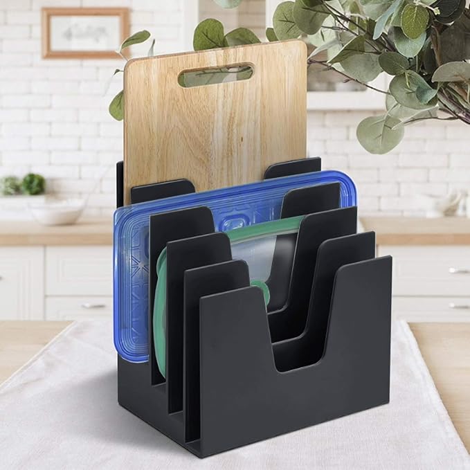 Acrimet 5 Section Incline File Sorter Organizer, Desktop Mail Holder, Black | Durable Plastic, Space-saving Design, Easy Document Access, Ideal for Office, Home and School Use