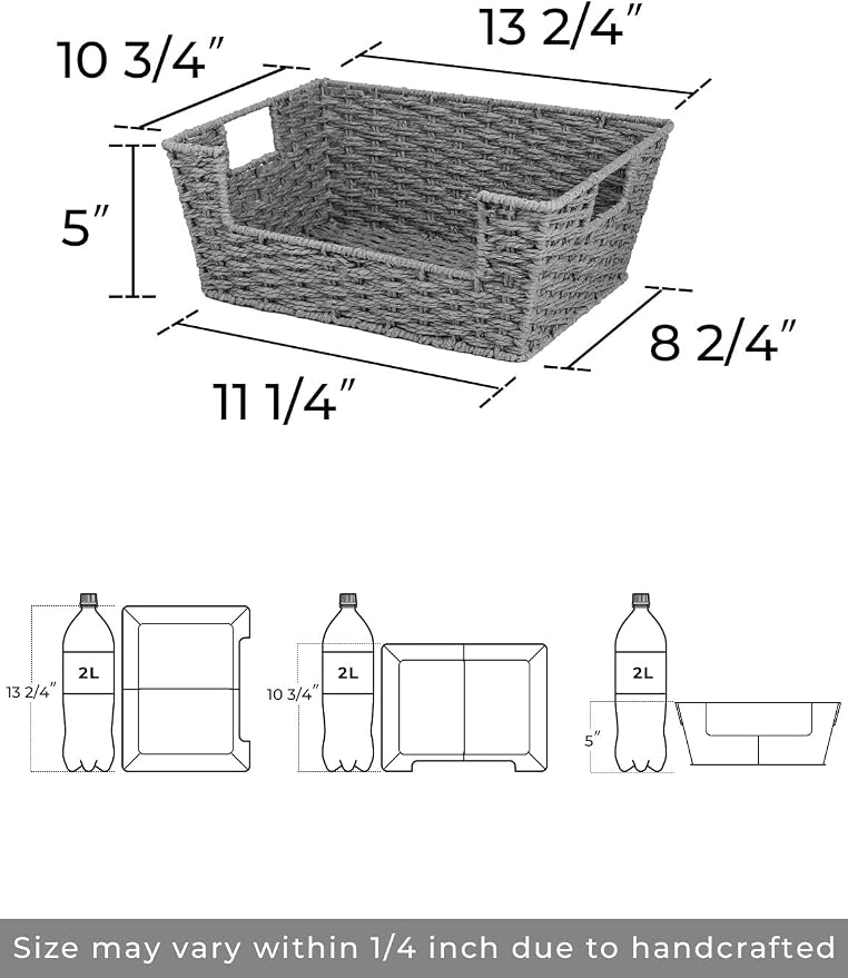 Storageworks Pantry Baskets For Organizing, Woven Baskets, Round Paper Rope
