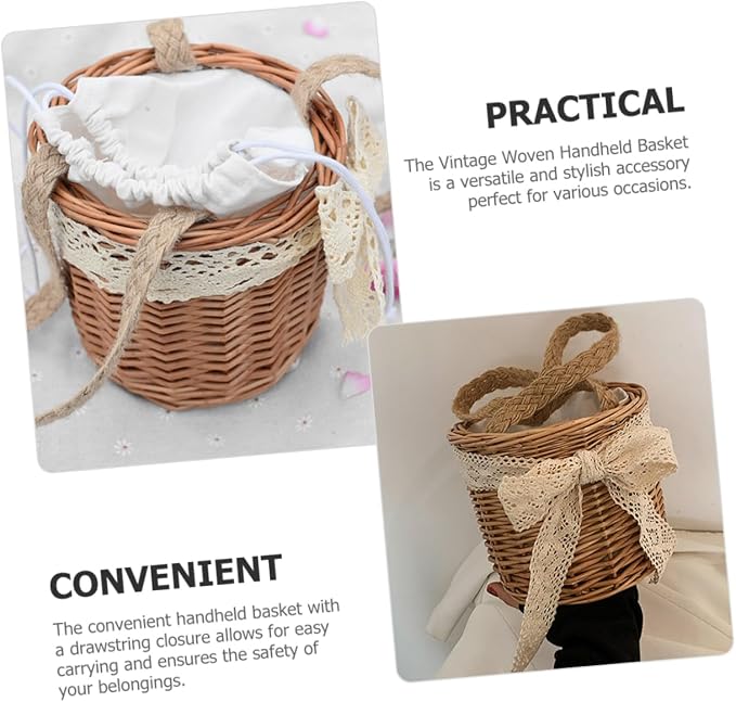 PRETYZOOM Woven Storage Basket Decorative Weaving Rustic Hand-woven Flower Basket for Weddings Picnics and Home Organization Lightweight and Multi-functional Design