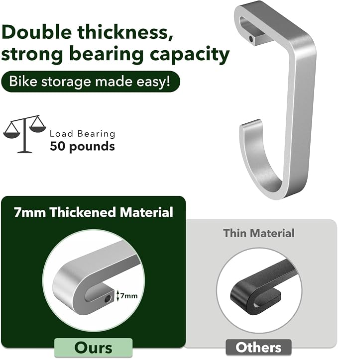 bussdis Bike Hanger Hooks Garage Rack: Bike Hooks for Garage, Heavy Duty Bike Hanging Hooks, Hooks for Hanging Bike, Overhead Rack Hooks, Silver