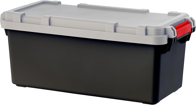IRIS USA 2-Pack 15 Gallon Lockable Storage Trunk TrailBox, Dark Gray/Gray | Keeps camping gear, recovery equipment, emergency kits and outdoor essentials organized