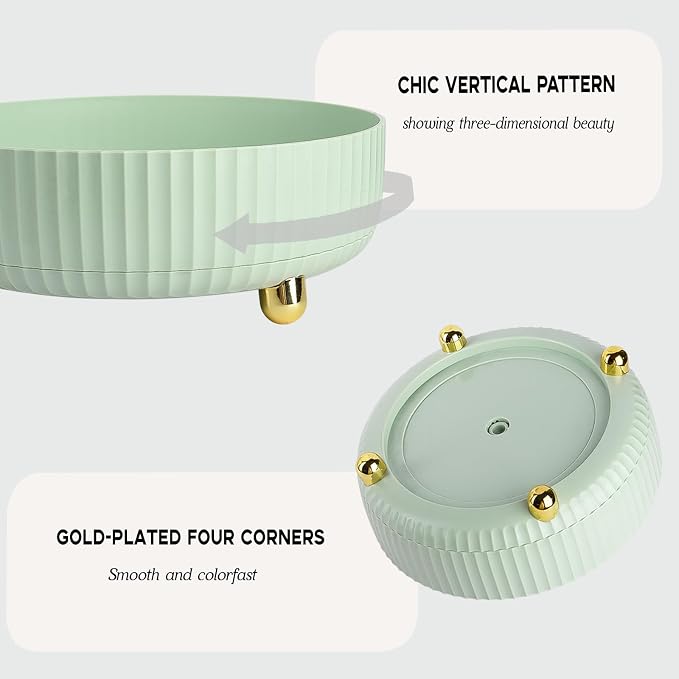 360 Rotating Makeup Perfume Organizer Skincare Tray, Small Light Green | 360 Degree Spinning Lazy Susan Organizer Lotion Cosmetics Storage for Dresser, Vanity, Bathroom Countertop