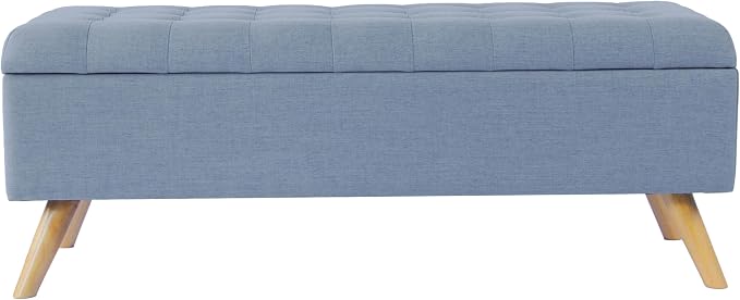 HomePop 48" Modern Tufted Storage Bench - Dusty Blue Woven