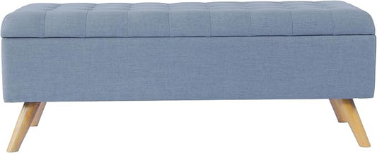 HomePop 48" Modern Tufted Storage Bench - Dusty Blue Woven
