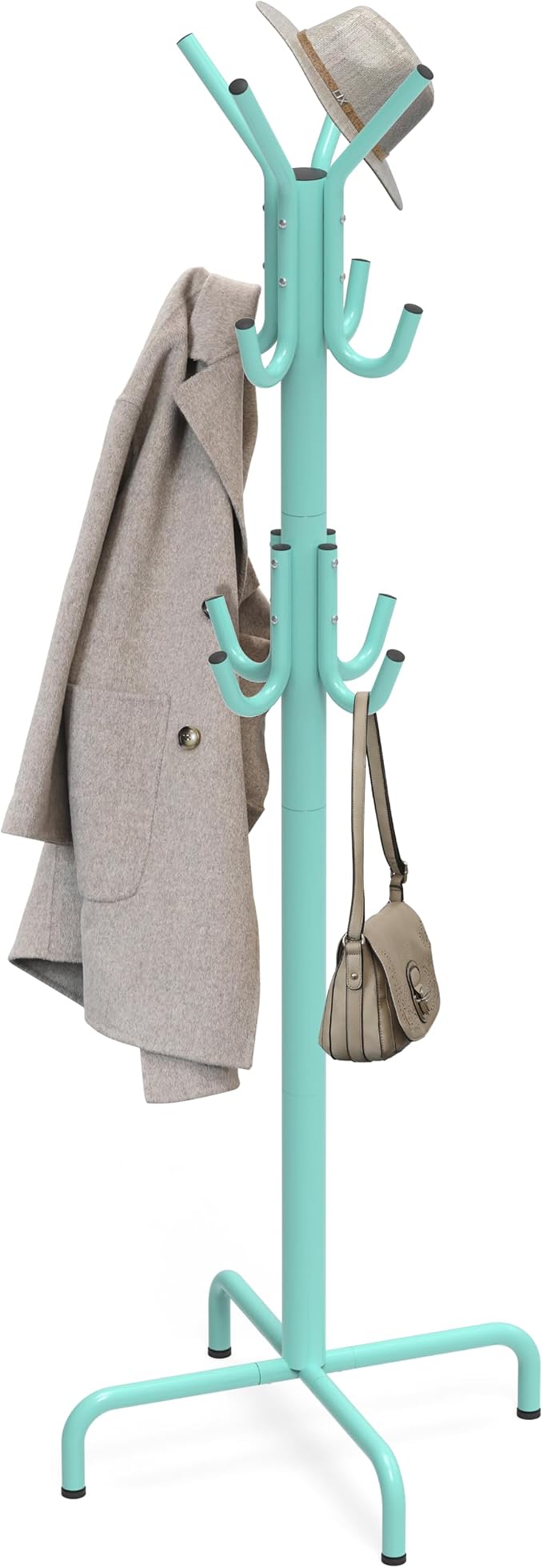 Simple Houseware Standing Coat Hanger Organizer Rack, 12 Hooks, Turquoise | For Entryway, Bedroom, and Hallway