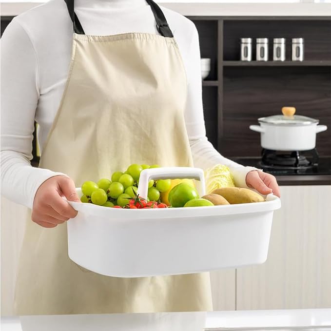 Large Cleaning Supplies Caddy Portable Shower Caddy Basket White | Sturdy Supply Organizer with Handle Plastic Bucket Tool Storage for Bathroom Bedroom Kitchen Garden College Dorm Essentials
