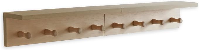 Entrance Coat Rack ，Coat Hooks, Wall-Mounted Wooden Hook Rack, Wall-Mounted Shelves are Very Suitable (Birch Color Finish—A-2)