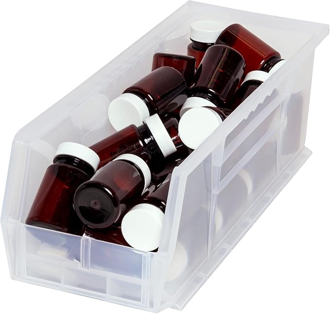 Akro-Mils 30234 AkroBins Plastic Storage Bins, 15"x5"x5", Clear, 12-Pack
