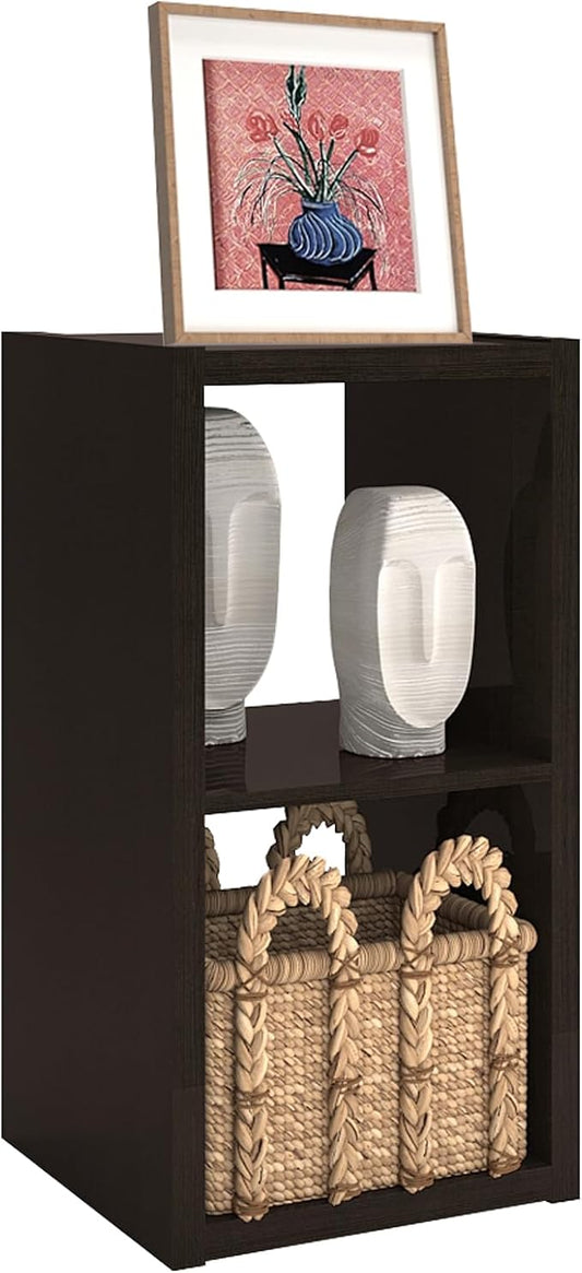 CTESNE【2026 Wooden Thick Frame 2 Cube Storage Organizer Shelf with Anti-Tipping Kits + Reversible Open Back Bookcase, Horizontal and Vertical Dual-use（Chocolate,11inch）