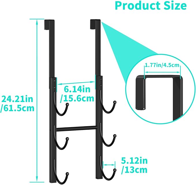 HapiRm Rolled Towel Racks for Bathroom - 3-Tier Over The Door & Wall Mounted Bathroom Towel Storage, Hanging Metal Organizer for Towels & Bath Sheets, Space Saving Rack for Bathroom, Camper, RV, Black