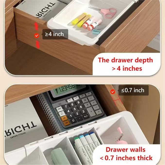 YOOUSOO Expandable Drawer Organizer, 2 PCS Adjustable Drawer Organizer Trays, Drawer Dividers Organizers and Storage For Office Supplies, Pens, Makeup,Utensils, Tools, Flatware and Junks, White | Drawer Dividers Organizers and Storage For Office Suppli...