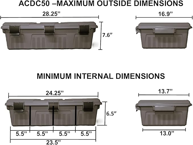 MTM ACDC50, Divided Ammo Crate Utility Box, Water Resistant, Ammo Storage Box, Lockable Storage Keeping Ammo Safe, Survival or Hunting Gear, Made in USA, Dark Earth