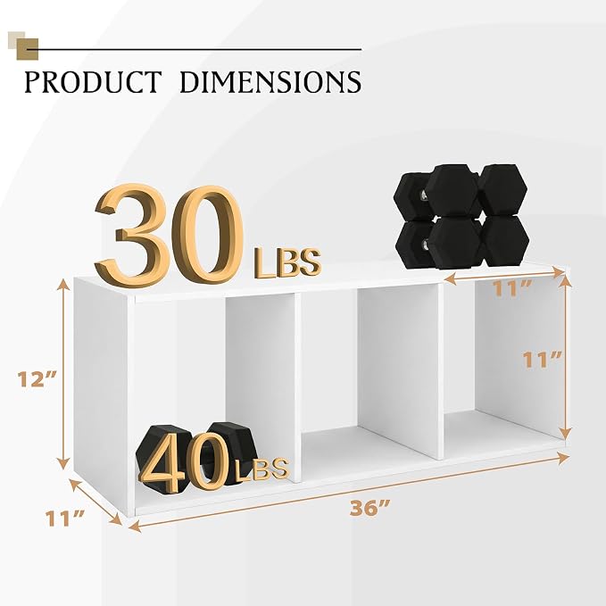 WannabeMyself【Sturdy Build&Easy Assembly】 3 Cube Storage Organizer with Anti-Tipping Kits,Reversible Open Back Book Shelf, Bookcase for Living Room,Bedroom,Entrance Hall,Office,12.2×11.4×35.9,White