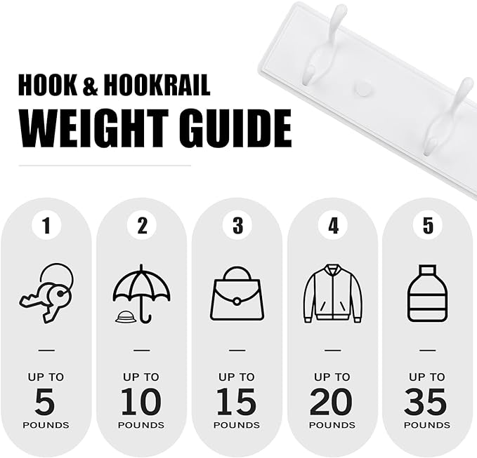 Badiano Wooden Coat Rack, Wall-Mounted Organizer for Closet, Entryway, Hallway, Foyer, Bedroom, Heavy Duty Double Hooks for Hanging Towels, Bags, Hats, Jackets, Key (White, 3 Hooks)