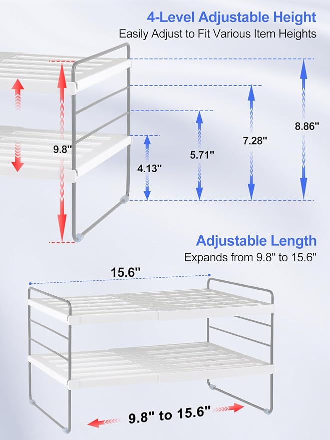 Cirhy Expandable Foil and Plastic Wrap Organizer, 3-Tier, 9.8-15.6 in | Adjustable Pantry Organizers and Storage, for Tin Foil, Ziplock Box & Saran Wrap, Cabinet or Countertop Organization