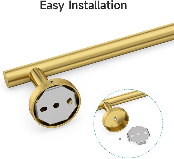 USHOWER Light Gold Hand Towel Bar, 9-Inch Towel Racks for Bathroom | Thicken SUS304 Stainless Steel Towel Rod, Towel Holder Wall-Mounted, Modern Home Decor (Total Length 11-Inch)