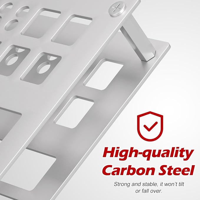 Screwdriver Organizer Holder Rack: Height Adjustable (Silver) | Angle Adjustable Screwdriver Storage for Desktop - Carbon Steel Tool Shelf for rc Repair, Plier