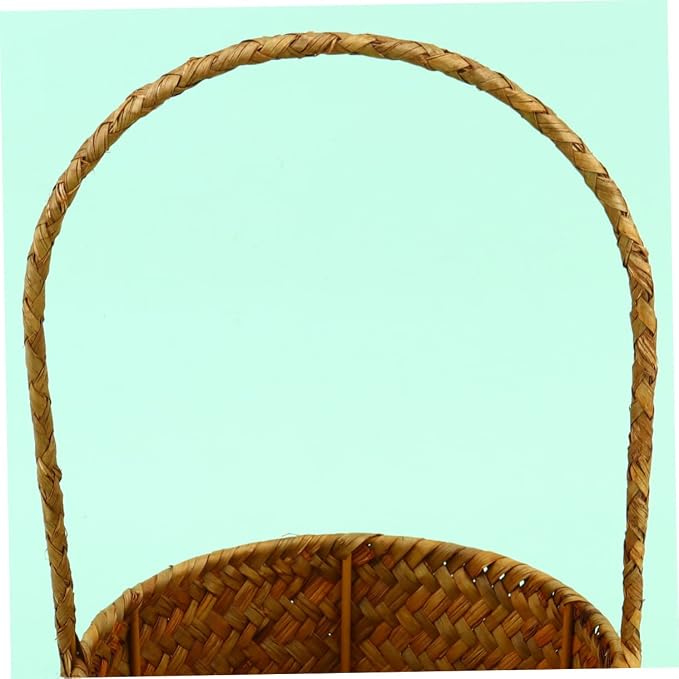 Natural Seagrass Basket Woven Storage Baskets Flower Container Straw Woven Decor Handle Design Home Office Decor