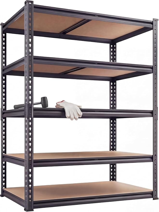 Garage Storage Shelves 36" W x 12" D x 72" H, 2300 LBS Heavy Duty Shelving Unit 5-Tier Adjustable, Extra Wide Boltless Metal Storage Rack for Garage Warehouse Basement
