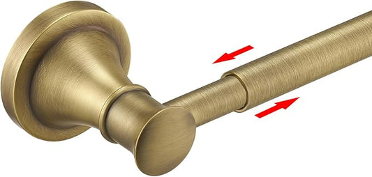 BESy Towel Racks for Bathroom Wall Mounted Bath Towel Bar Antique Brass | Adjustable 16-26 In, Wall Mounted Towel Holder, Stainless Steel, Rustproof, Towel Bar Rod Hanger Hardware Accessories Hotel