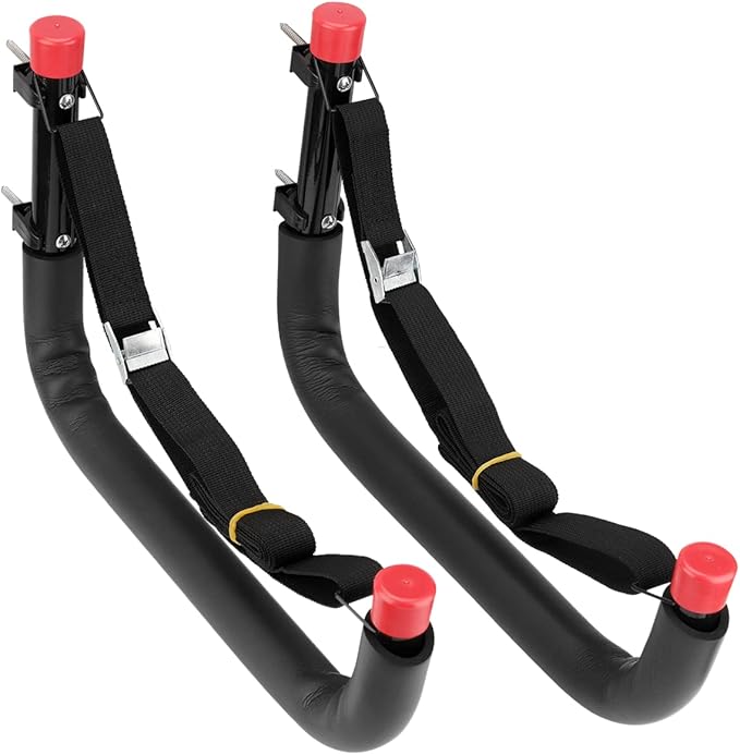 Heavy Duty Garage Storage Hooks, Wall Mount Kayak Storage Racks, Hangers with Lashing Straps, Holds Up to 100lbs