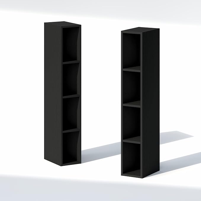 Furinno Fulda 8-Tier Closet Organizers and Storage, Open Shelf, Storage Organizer, 6-Inch Width, for Closet, Bedroom, Blackwood
