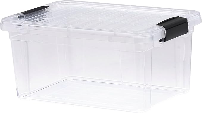 Superio Small Clear Storage Box with Lid, 6.6 Quart Plastic Container Bins for Organizing, Stackable Crates, BPA Free, Non Toxic, Odor Free, Organizers for Home, Office, School, and Dorm