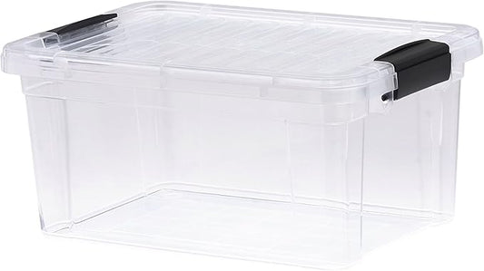 Superio Small Clear Storage Box with Lid, 6.6 Quart Plastic Container Bins for Organizing, Stackable Crates, BPA Free, Non Toxic, Odor Free, Organizers for Home, Office, School, and Dorm