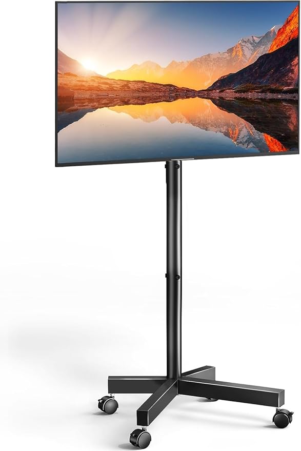 PERLESMITH Rolling TV Stand for 23–62 Inch TVs, Outdoor Mobile TV Cart Holds up to 99 lbs, Portable TV Stand on Wheels for Bedroom and Living Room, Max VESA 400x400mm, PSTVMC04B-B