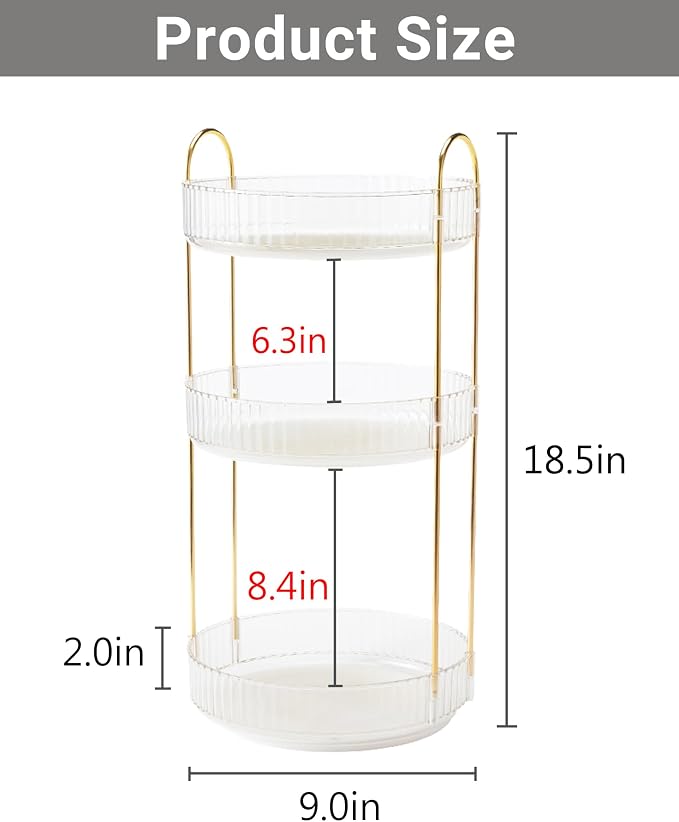 Asayuee 360 Rotating Makeup Organizer,3 Tier Large Capacity Make Up Organizers and Storage,Skincare Perfume Vanity Organizers,Bathroom Cosmetics Storage Organizer Countertop (Clear-3 Tier)