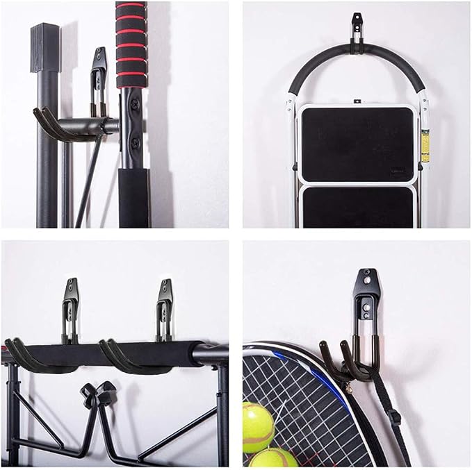 GeeWatom Garage Storage Utility Hooks，Garage Garden Tool Organizer，Steel Wall Mount Hooks, Large Garden U Hooks （2 Pack） (Type-2-Black)