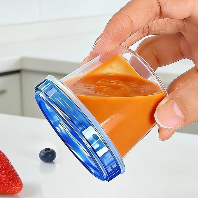 12 Pack 4oz Small Freezer Storage Containers with Twist Top Lids Airtight, Mini Reusable Plastic Food Storage Containers with Lids for Snack Condiment Salad Dressings Sauces Soup, Condiment Sauce Cups