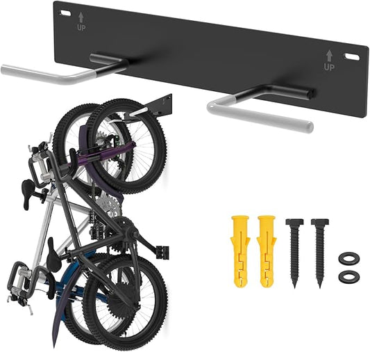 Fat Tire Bike Rack Wall Mount Garage Storage,Fat Tire Bike Storage Rack for Garage,Heavy Duty Fat Tire Bike Wall Mount Hanger Hooks Max 100lbs,Vertical Fat Tire Mountain Bike Rack(Hold 2 Bikes)