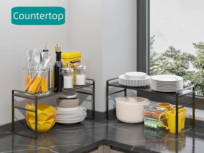 Expandable Cabinet Shelf Organizer Riser for Kitchen Pantry Cupboard Under Sink Countertop,Kitchen Cabinet Shelf