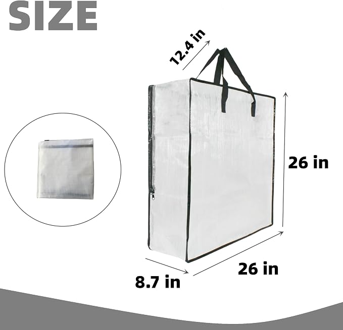 GONGKANGYUAN 25 Gallon Large Clear Storage Bags with Zipper and Handles, Blanket Bags for Closet Storage, Underbed Storage Organizer for Clothes Pillow Bedding Christmas Wreath