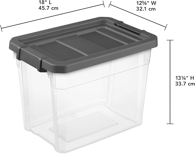 Sterilite Modular Stacker Box with Latching Lid, 30 Quart, 24-Pack | Clear Plastic Storage Bins - Stackable Organizing Container Boxes for Closet, Bathroom, and Office