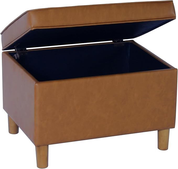 Spatial Order 24" Dinah Collection Storage Ottoman - Carmel Faux Leather