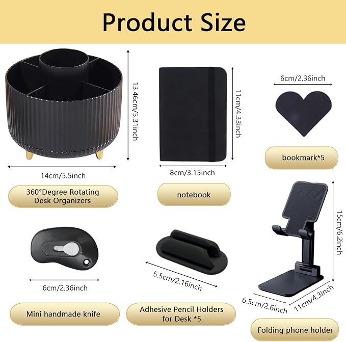 Office Supplies,Desk Accessories,Desk Organizer,Stapler,Tape Dispenser,Folding Phone Holder,Scissors,Notebook,Staple Remover,Staples,Clear Tape,Sticky Notes,Paper Clips,Bookmark,Pen,Pen pals Ect.27pcs
