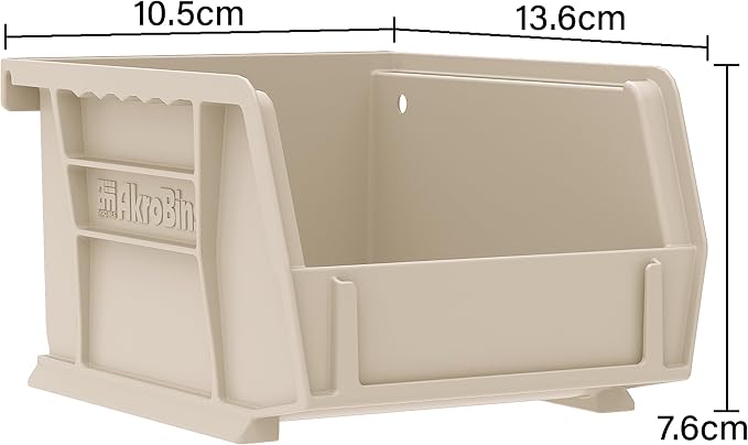 Akro-Mils 30210 AkroBins Plastic Storage Bins, Space-Saving Stackable Bins for Garage, Pantry, Craft Organization, 5" x 4" x 3", Blue, 6-Pack