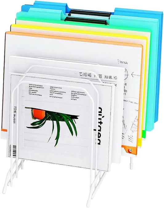Incline Sorter Desk File Organizer, Metal Desk Magazine Folder Holder with 8-Section Vertical Compartments Rack File Organizer for Office, Home, School