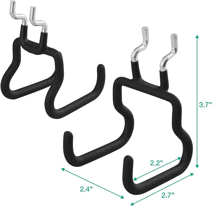 Pegboard Hooks, 8 Pack Peg Board Tool Utility Hooks & Hangers (Black) | 1/4" Pegboard Accessories Organizers, Heavy Duty Peg Board Big Tool Hooks, Shelving Hangers for Craft Garage Workbench Office