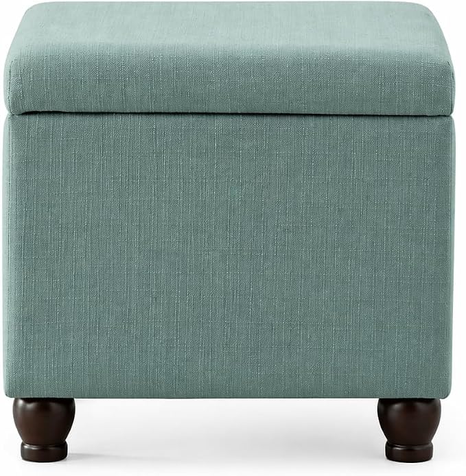 Spatial Order 22" Medium Rectangular Storage Ottoman - Aqua Linen