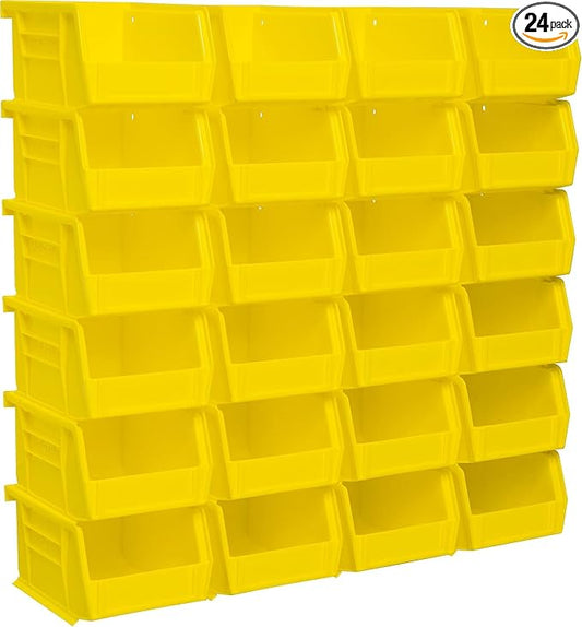 Akro-Mils 30210 AkroBins Plastic Storage Bins, 5"x4"x3", Yellow, 24-Pack | Space-Saving Stackable Bins for Garage, Pantry, Craft Organization