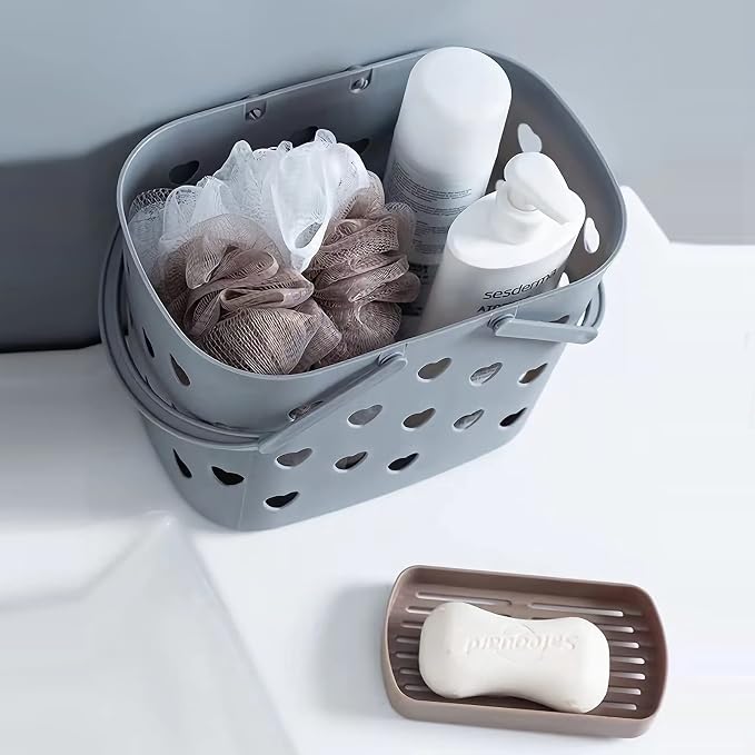 Portable Shower Caddy with handle Plastic Shower Basket Organizer, Grey | Bathroom Caddy Storage Tote Cleaning Supply Caddy for College Dorm, Kitchen, Pantry, Garage