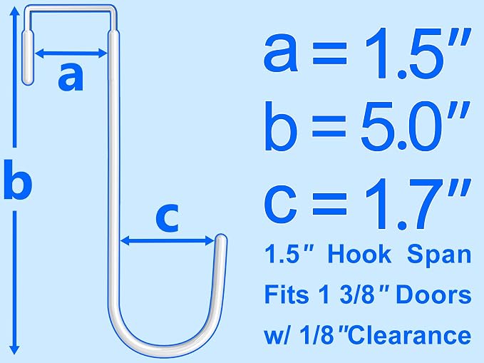 Single Over Door Steel Hooks 4 Pack Fit 1-3/8" Door 5" White | Plastic Coated Rubber Feel Towel Rack Robe Coat Shoe Wreath Hanger No Damage No Scratch for Bathroom Heavy Duty Thin Top