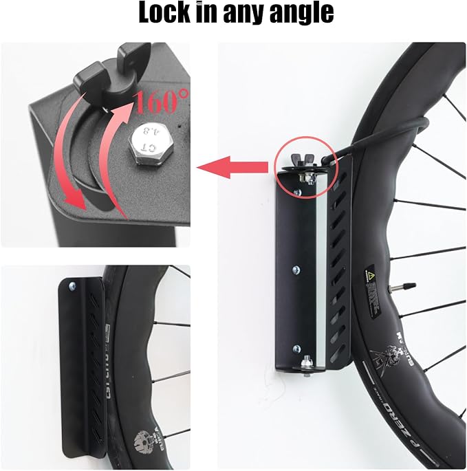PHUNAYA All Metal Bike Wall Mount Vertical, Swivel Bike Hangers For Garage, Bike Rack Garage Wall, Bicycle Hooks, Garden Indoor Outdoor Storage, All Metal (1Pack)